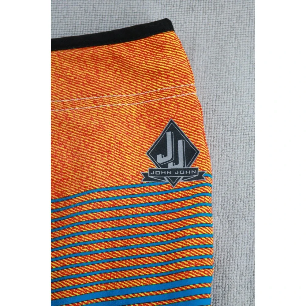 O'Neill Board Shorts Mens 36 Blue Orange Striped Hyperfreak Swim Trunks Pocket